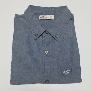 NWT Mens Hollister Blue Casual Shirt Chambray Sz M